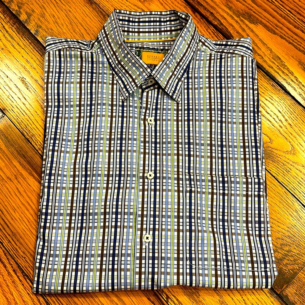 ROBERT TALBOTT CARMEL MENS SIZE XL COTTON BUTTON DOWN SHIRT WITH CHECK PATTERN